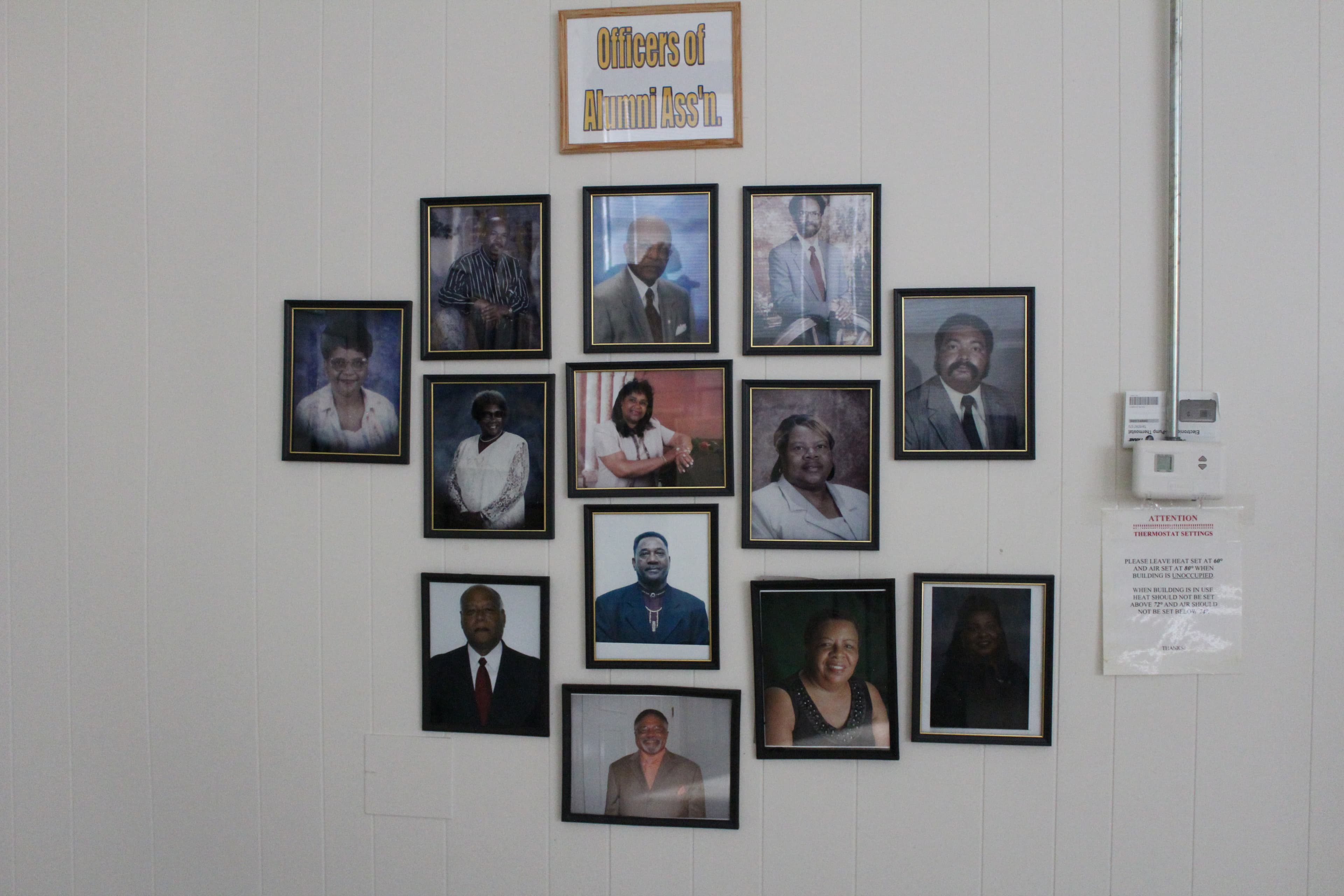 Officers of the Alumni Association on the wall of Shawtown High School