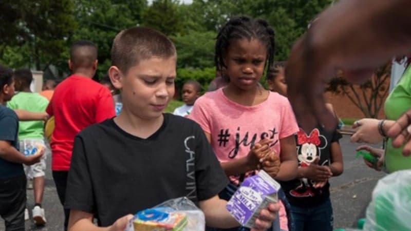 Children receiving food
